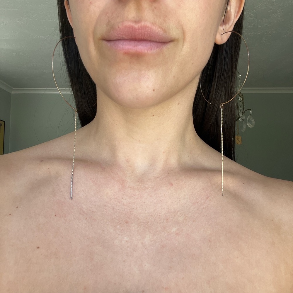 Thin Gold Hoops with String